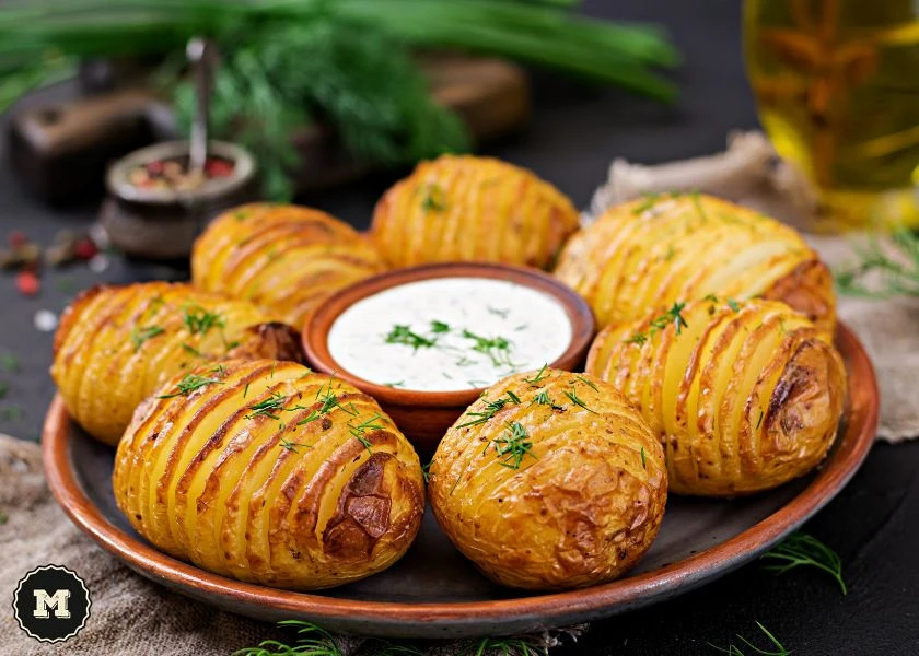 Baked potatoes with homemade yogurt sauce