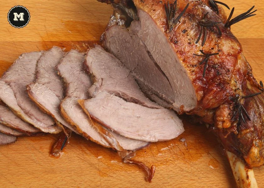 Fine cuts of lamb roasted in wood-fired oven