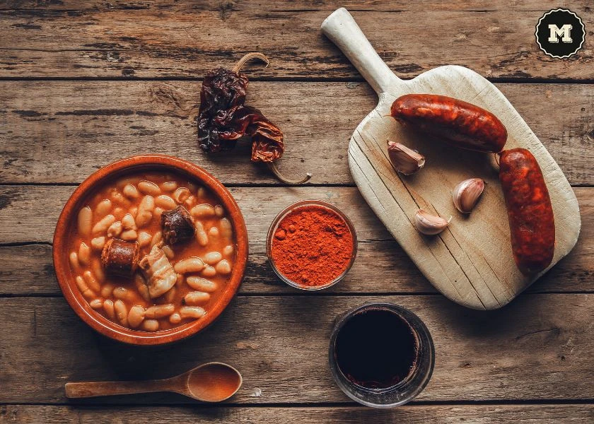 Ingredients for cooking Fabes a la asturiana. Traditional recipe