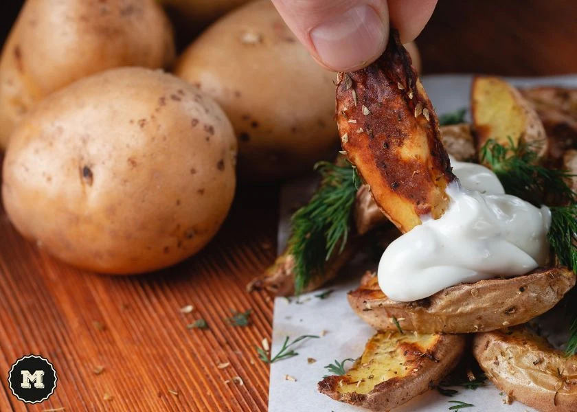 Roasted potatoes with homemade sauce