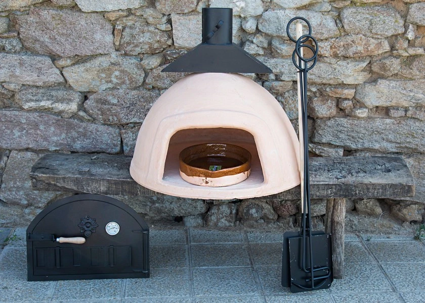 Set of oven, accessories and gift of oval-shaped flat roaster 40 cm